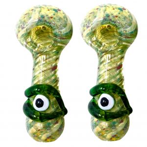 4.5" Gold Fumed Frit Art Singular Sight Hand Pipe - 2Pk [STJ144]